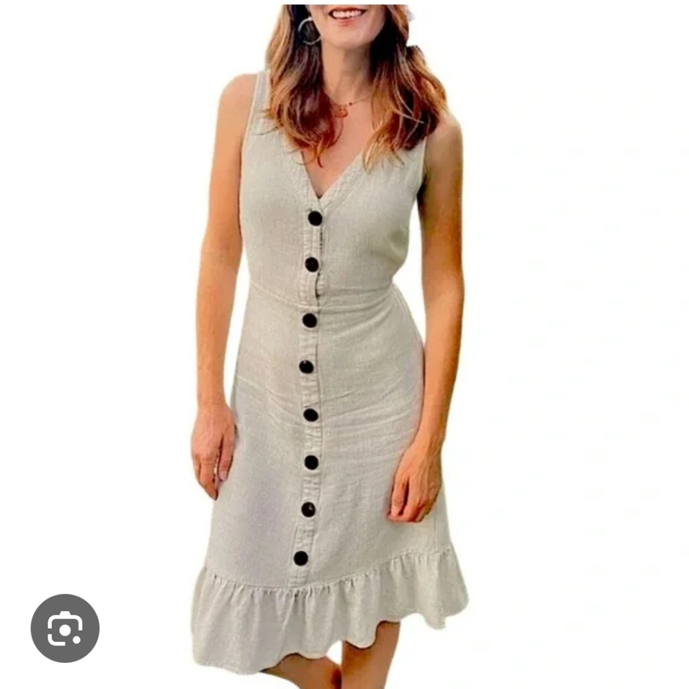 Monteau Cream Button-Front Midi Dress
